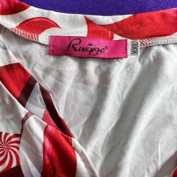 ๐Ruiyize Eye Catching Red - White Christmas Party Maxi Dress - Picture 15 of 15